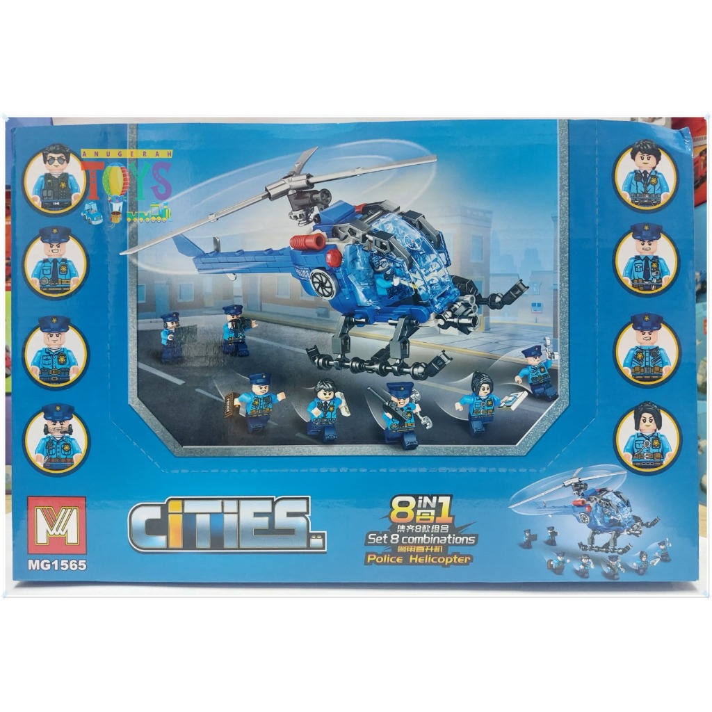 Mainan Brick 8 in 1 Helicopter Polisi - MG1565