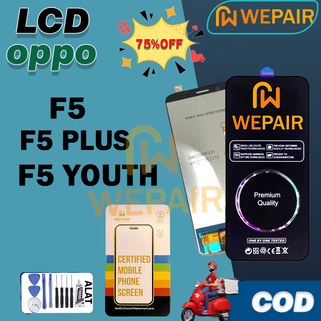 Layar LCD HP Ori OPPO F5/F5 PLUS/F5 YOUTH WHITE LCD Fullset Original 100% +Bebas Toolkit untuk Perba
