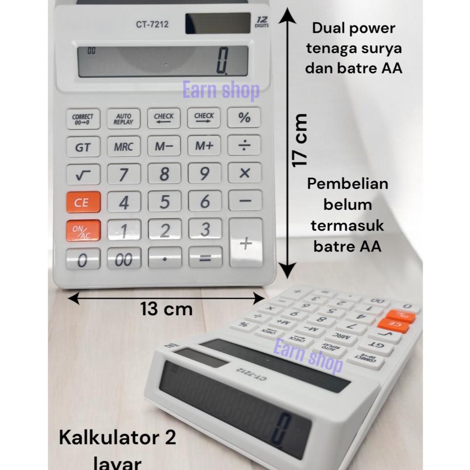 

KODE Q38W Kalkulator Citizen CT7212 Calculator 2 Display Layar Check Ulang CT7212 12Digit