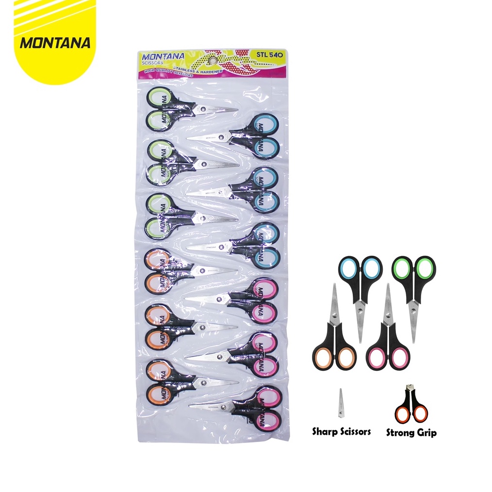 

MONTANA Scissors Gunting Stainless Steel 12 Cm High Quality Kuat Tajam Anti Karat STL54Lusin KODE V8G9