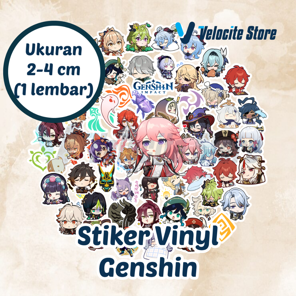 

Stiker Vinyl Genshin Ukuran 2-4 cm (1 Lembar)