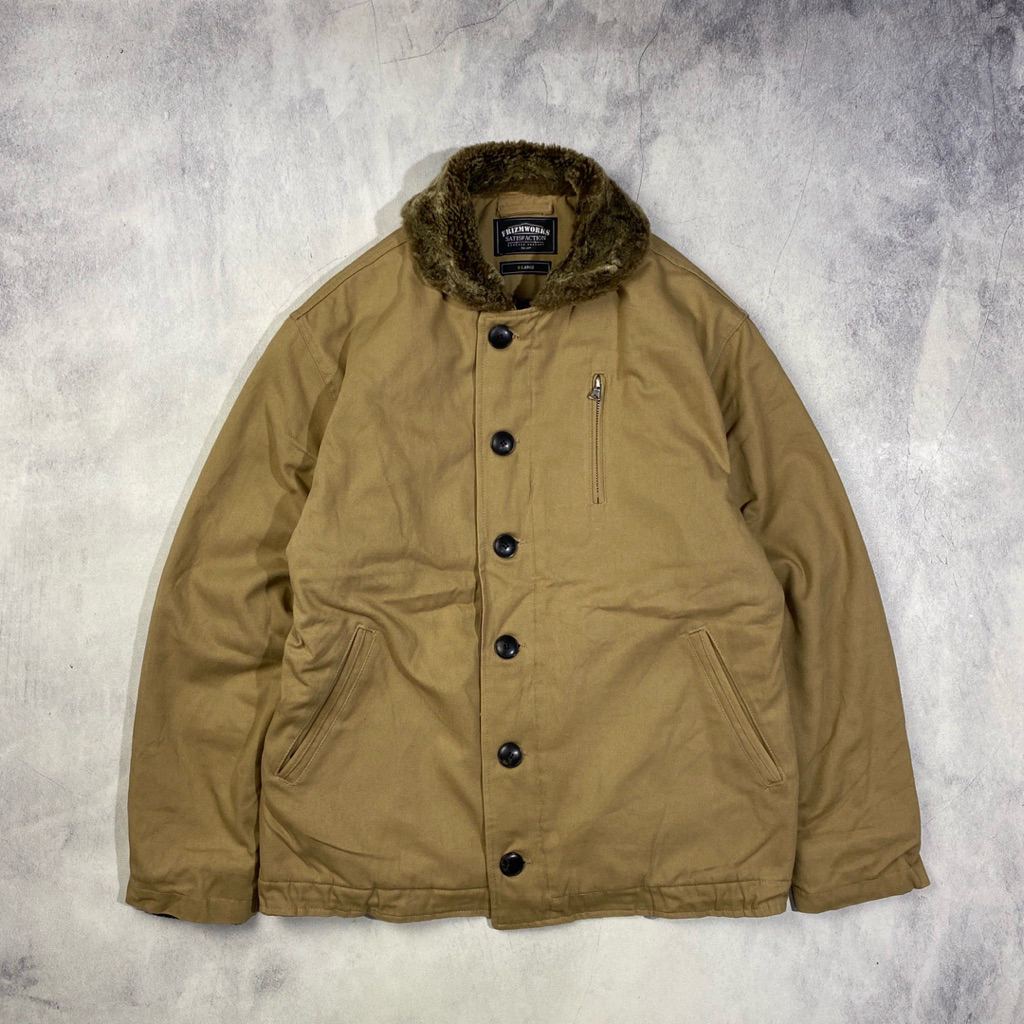 Frizmworks Edgar N1 Deck Jacket Beige Casual Military Harrington Work Jacket