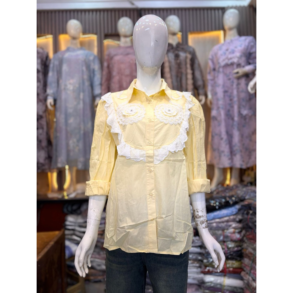 atasan kemeja import renda wanita