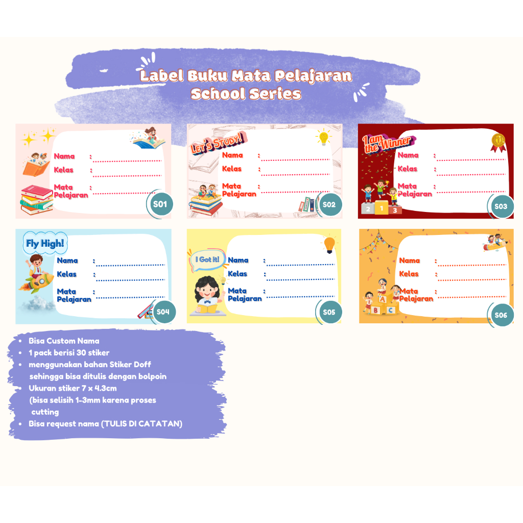 

Jual Stiker Label Mata Pelajaran Bisa Custom School Series