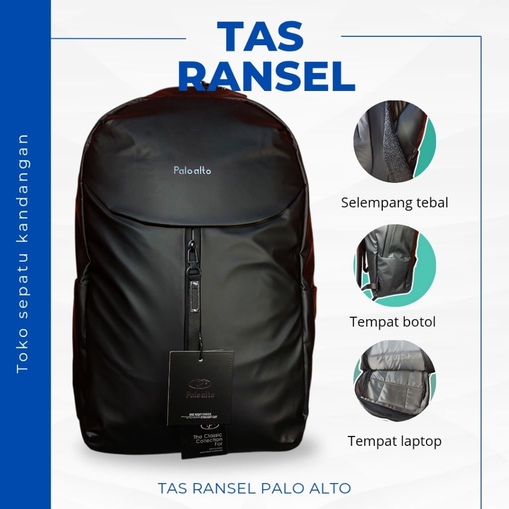 Tas Punggung Palo Alto, Tas Ransel Backpack Sekolah Kerja Laki-laki Perempuan Original 100%