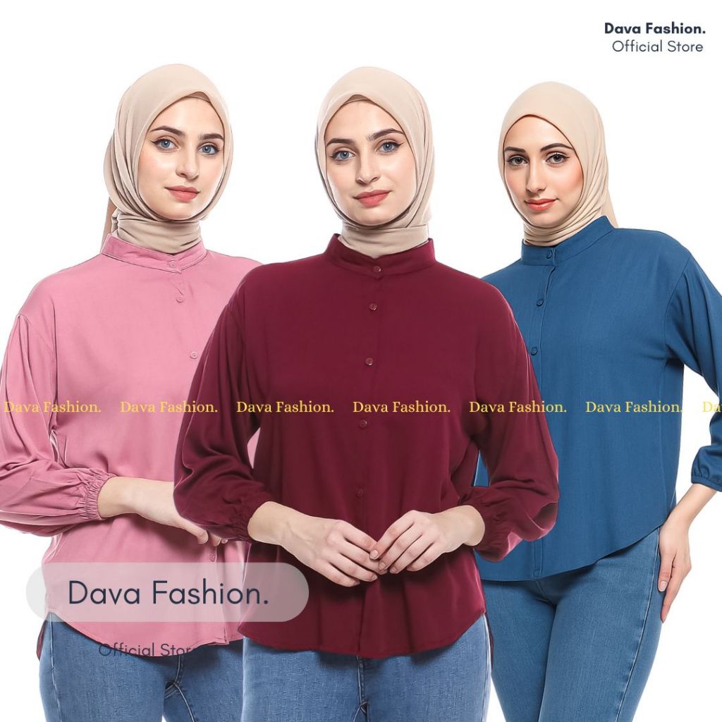 kemeja wanita rayon premium/kemeja rayon twill polos/atasan rayon twill kancing