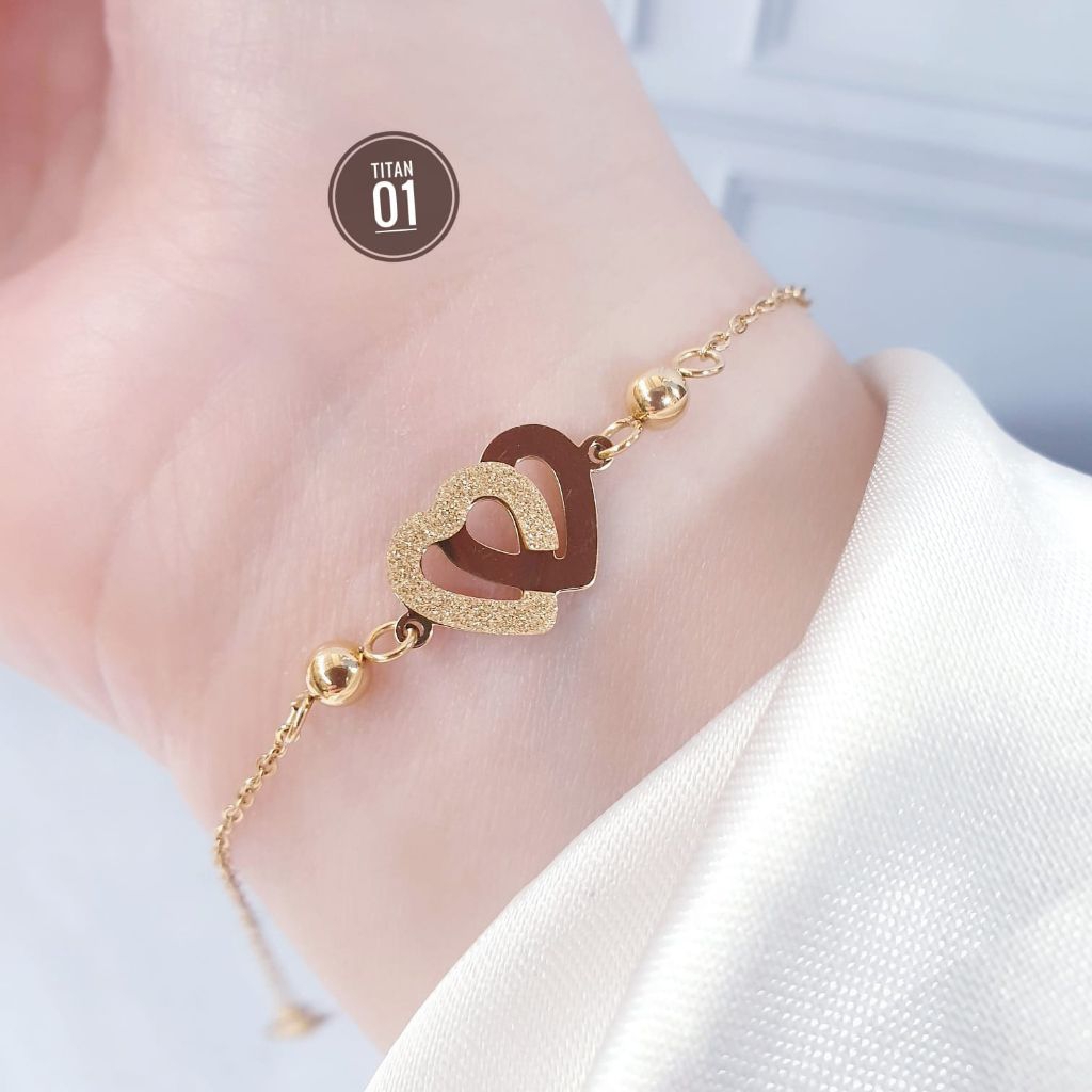 titanium gelang rantai couple lov3
