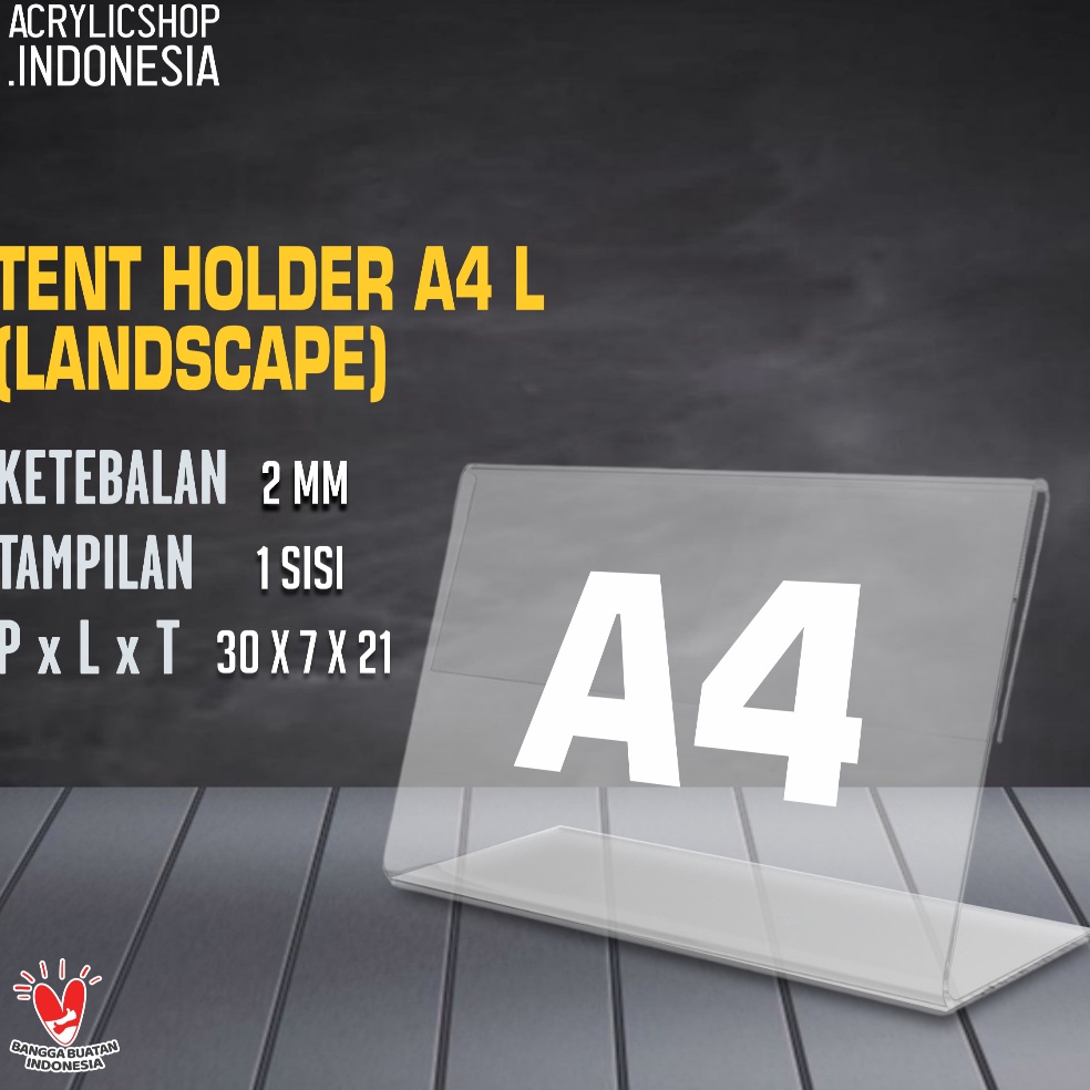 

KODE L48X Akrilik Tempat Brosur A4Acrylic Tent Holder Lanscape A4 TypeL