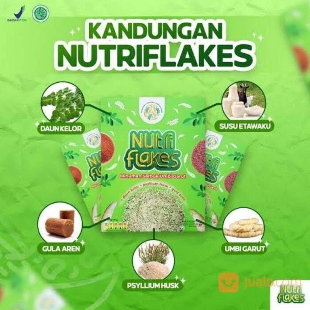 

Nutriflakes Umbi Garut Bantu Redakan Asam Lambung Original 1 Box Isi 280g