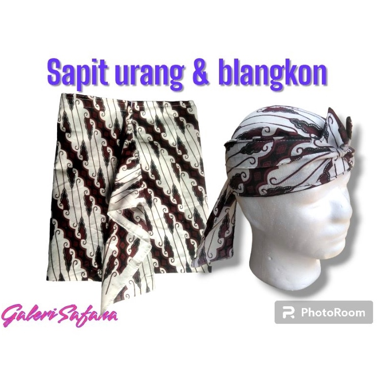KODE Q99N Sapit urang dan blangkon satu set motif sama sesuai gambar ukuran anak dan dewasa dan requ