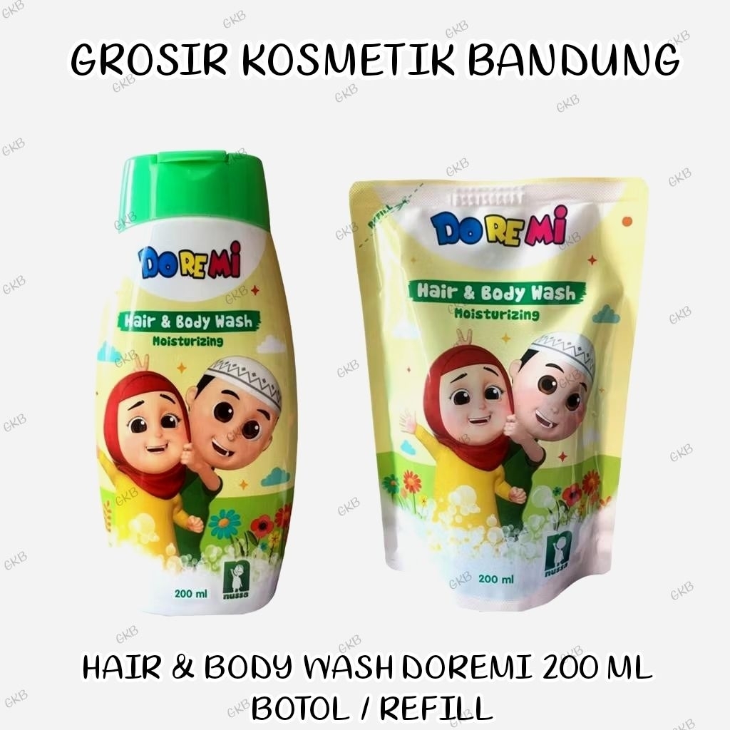 DOREMI nussa hair & body wash moisturizing 200 ml botol | refill - sabun shampo 2 in 1 doremi