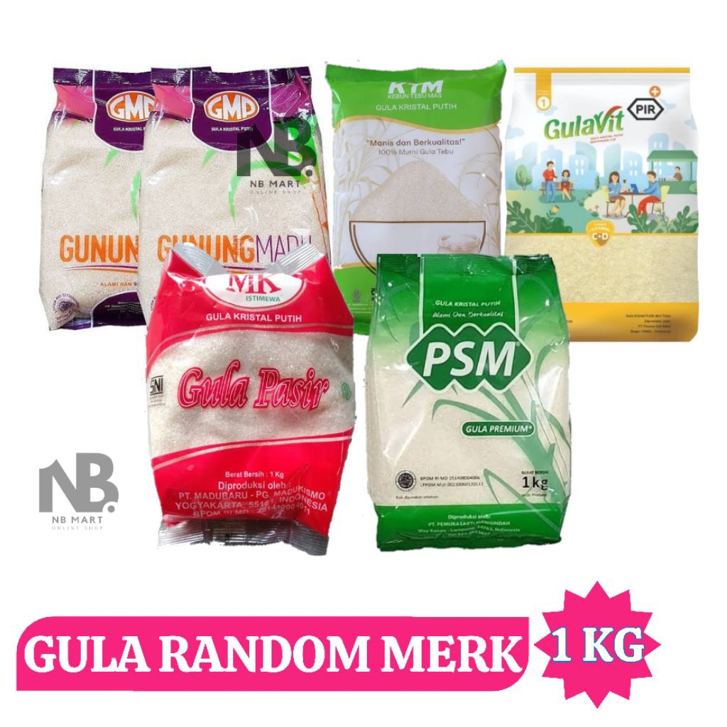 

Gula Random Merk kemasan Isi 10kg