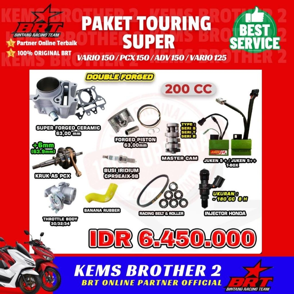 PAKET BORE UP BRT 200 CC VARIO 150 PCX 150 ADV 150 FULL KOMPLIT 200CC