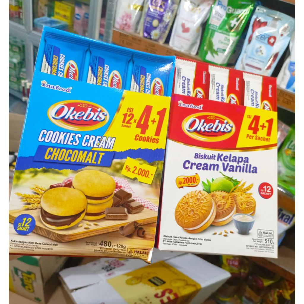 

Okebis biskuit kelapa cream, cookies cream perbox isi 12*40g