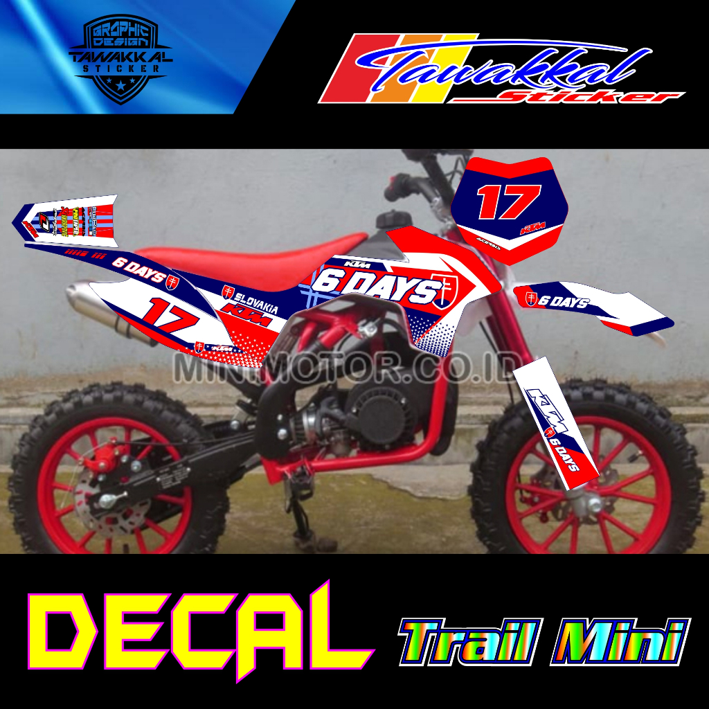 DECAL STIKER MOTOR CROSS TRAIL MINI 50cc GAZELLE MT4 MXF FULL BODY MOTIF TERBARU