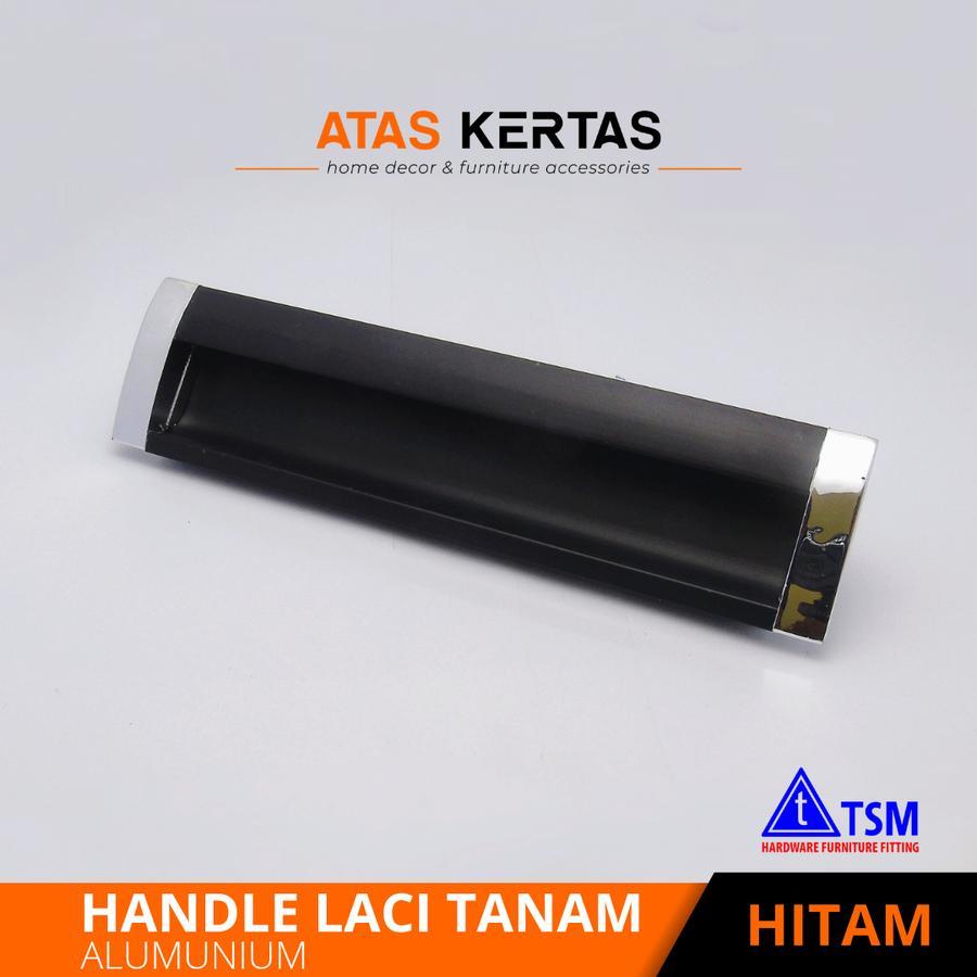 Handle Tanam Aluminium Hitam Flush Handle Laci Minimalis untuk Kitchen Set, Lemari & Kabinet