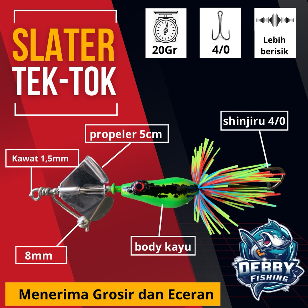 Slater tek tok buzz slash bait lure umpan mancing casting toman gabus channa