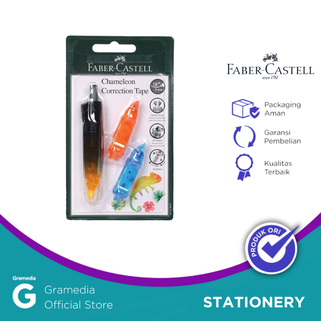 

Gramedia Sudirman-FABER CORRECTION TAPE CHAMELEON+2REFILL BARREL BLACK 163399R