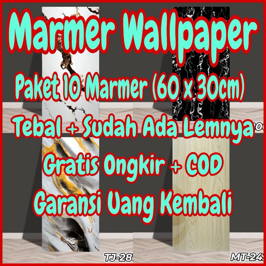 Wallpaper Dinding PVC Vinyl Marble Foam Motif Marmer Granit Batu Alam Premium