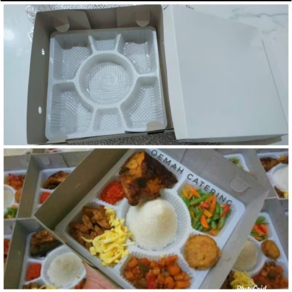 

Kotak Dus Makan+Alas Mika Sekat 7(20x20) isi 25set