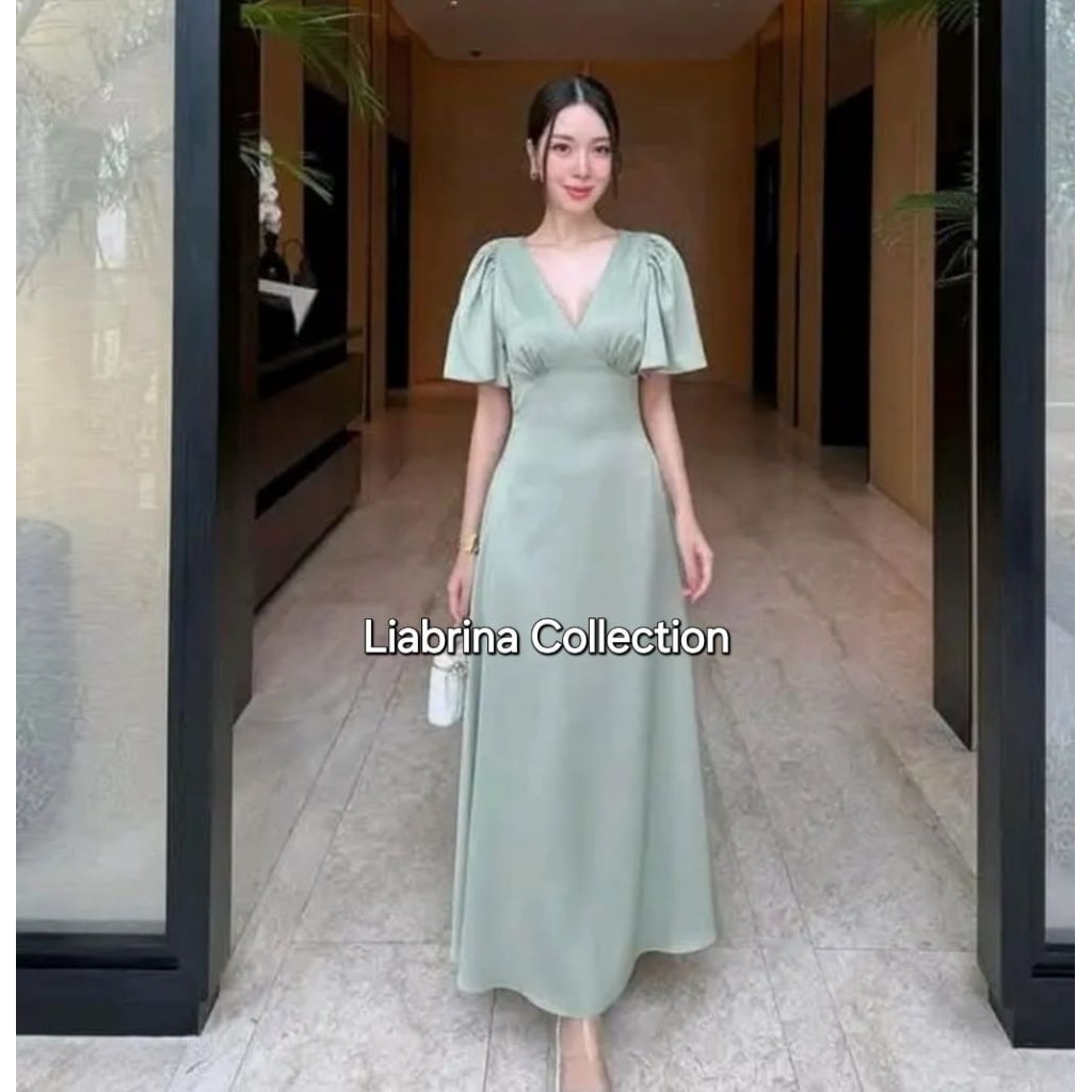 Laluna - Dress Sabrina,Dress Pesta Mewah,Dress Maxi Jumbo