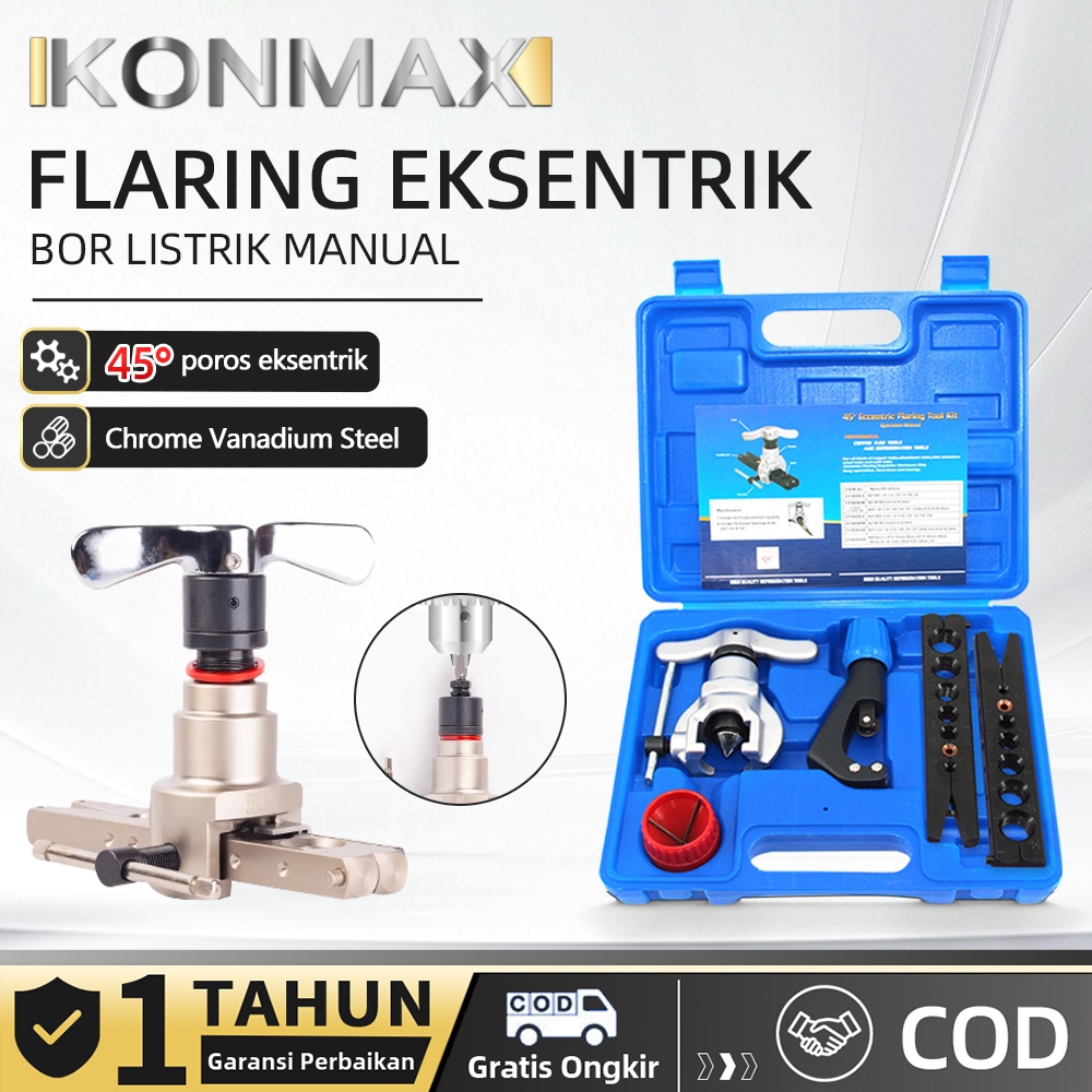 KONMAX Eksentrik Flaring Pipa AC Universal Metrik dan Imperial Set Alat Perbaikan Tembaga dan