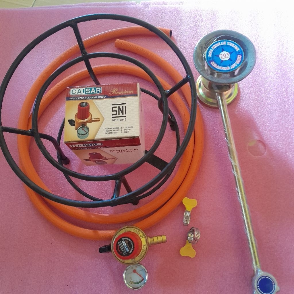 Caisar Paket Lengkap Kompor 203 Regulator Meter Caisar Tungku Selang 2 Meter 2 Klem Cocok Untuk Jual