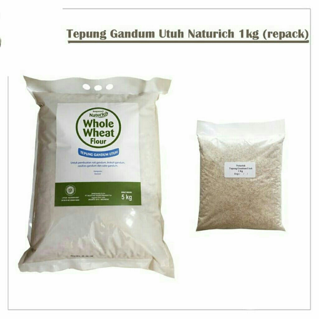 

REPACK: 1KG BOGASARI NATURICH WHOLE WHEAT FLOUR/ Tepung Gandum Utuh
