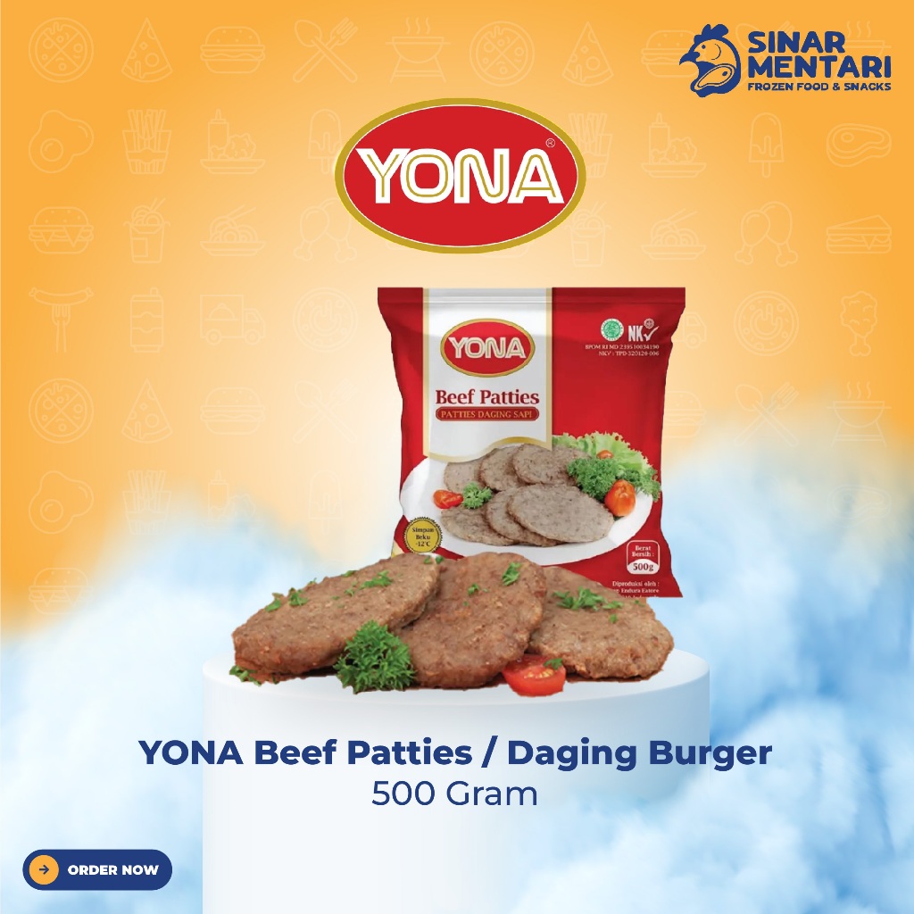 

YONA Beef Patties 500 gram isi 10 frozen serang