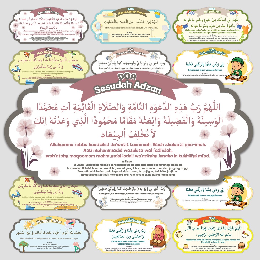 

Sticker doa sehari hari stiker anak muslim bahan vinyl anti air waterproof