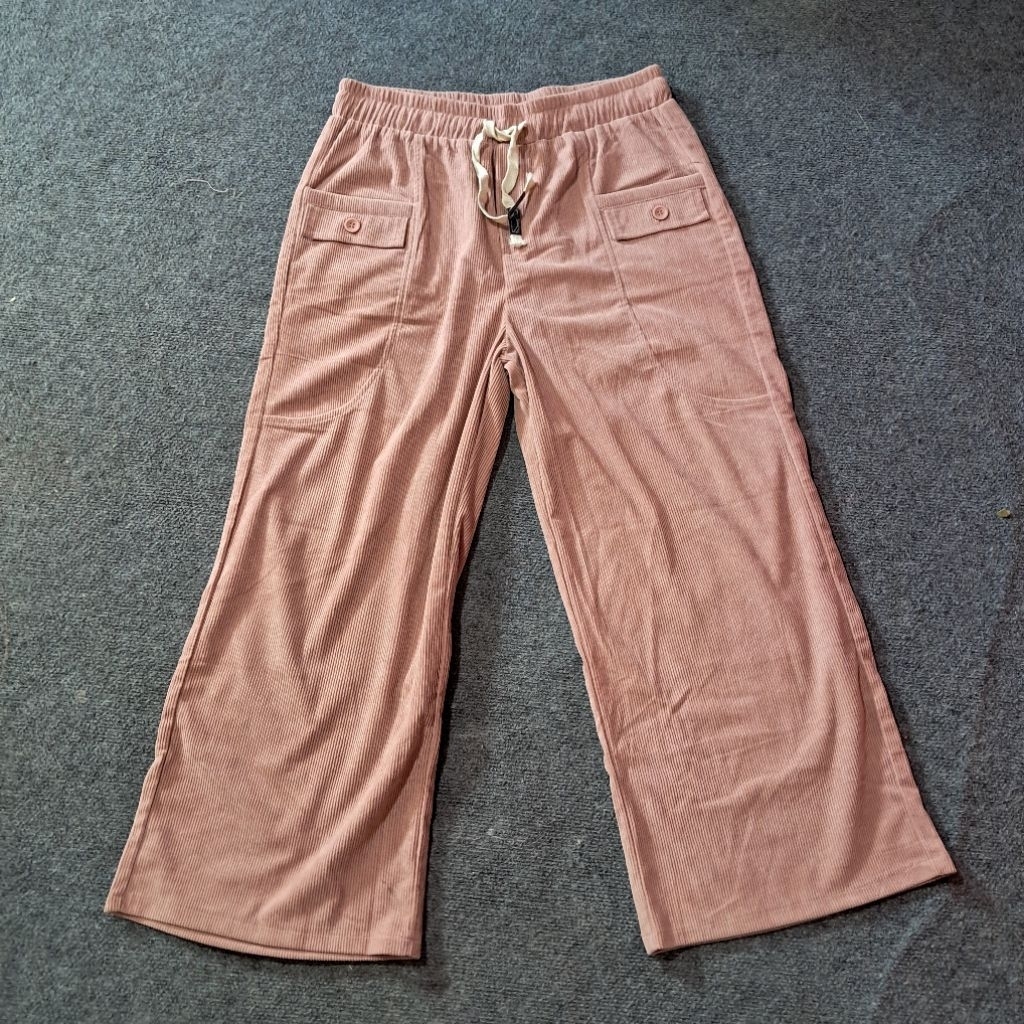 preloved celana kulot corduroy warna pink bigsize
