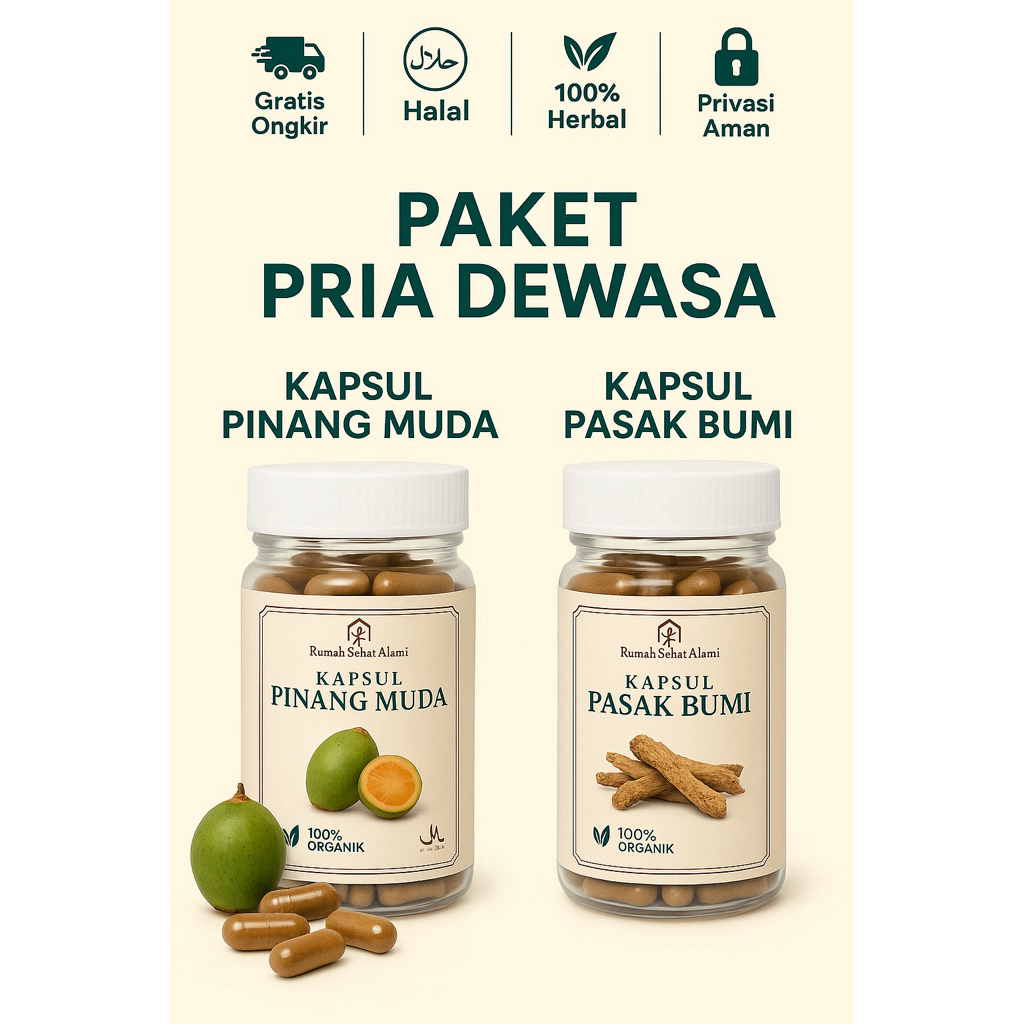 PAKET PRIA DEWASA  Kapsul Pinang Muda & Kapsul Pasak Bumi