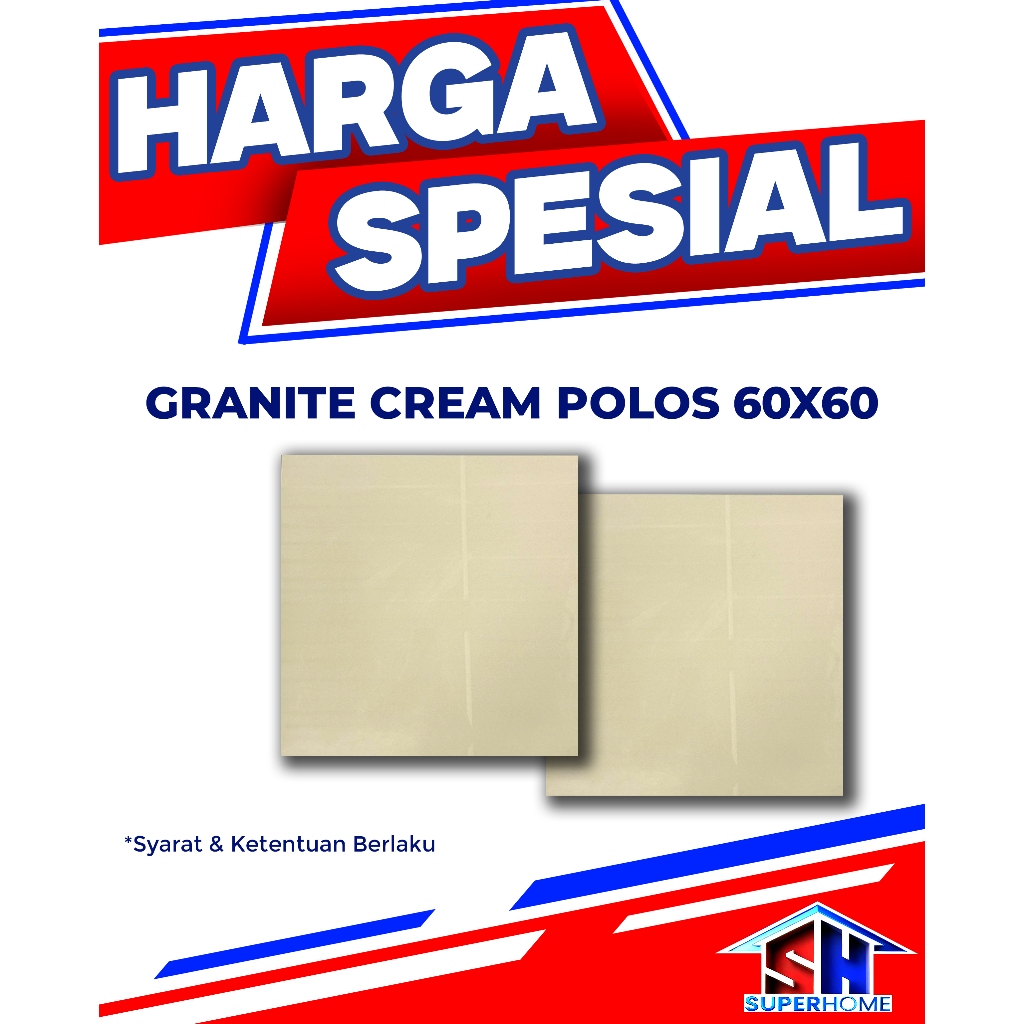 Superhome Granite 60x60 cream polos, murah banget, aesthetic dan elegan