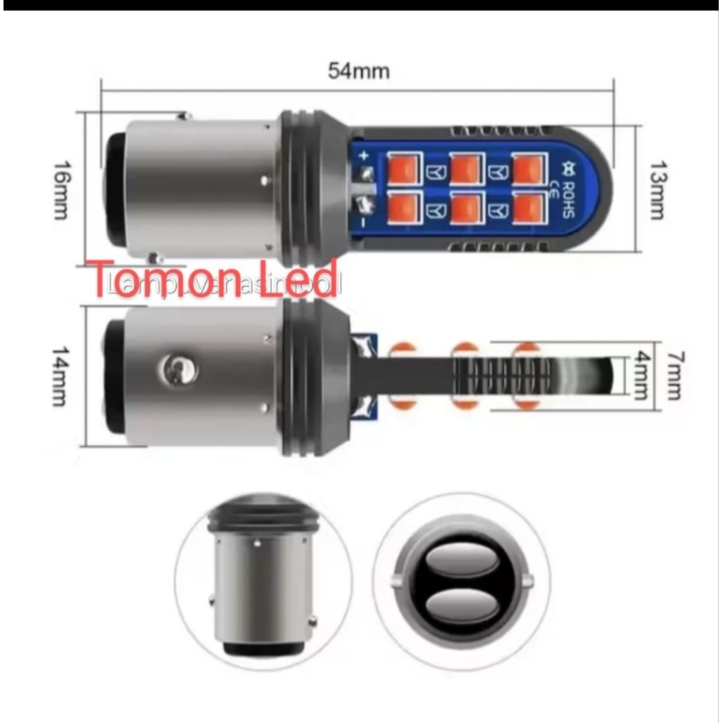 Lampu Rem S25 1157 12 Led 12v-24v soket T20&1157  Rem Non Flash Mobil Motor Nyala Terang Stop Lamp