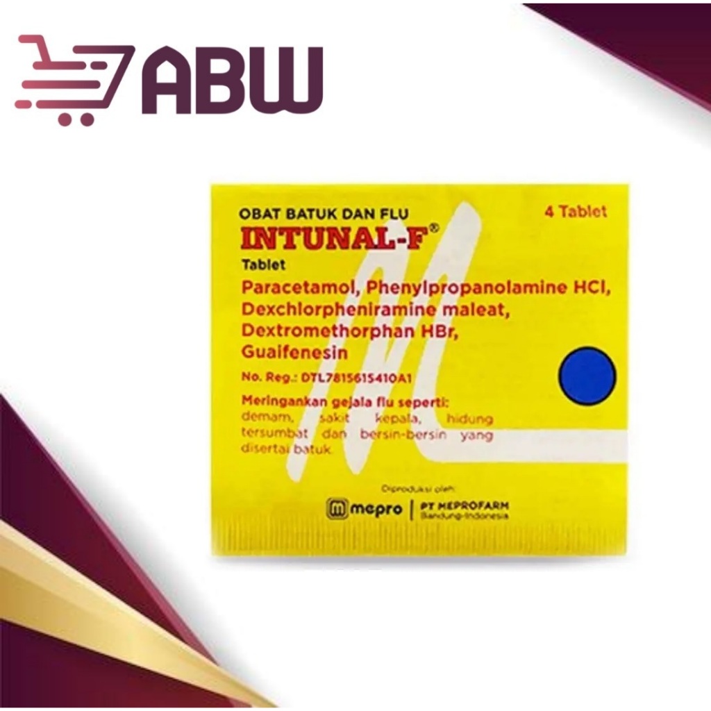 [A] Intunal F Forte Kuning Tablet Strip isi 4 Tablet - Obat Flu Bersin