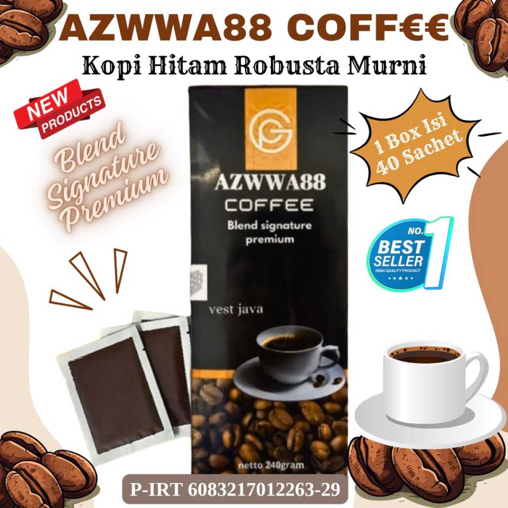 

KOPI ROBUSTA AZWWA88 1 BOX ISI 40 SACHET BLEND SIGNATURE PREMIUM ROBUSTA HITAM MURNI ORIGINAL