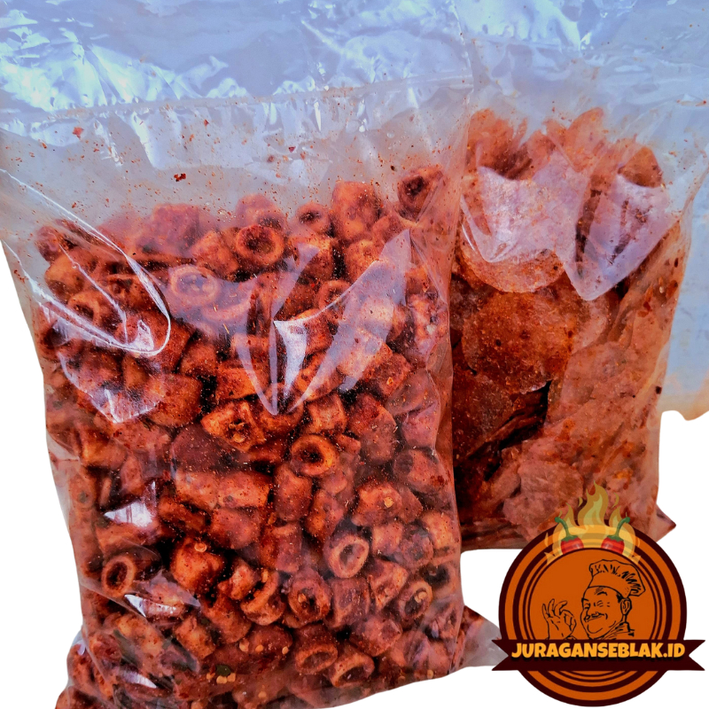 

{Bundle} Kerupuk Sotong pedas 500Gram + keripik kaca 500gram pedas