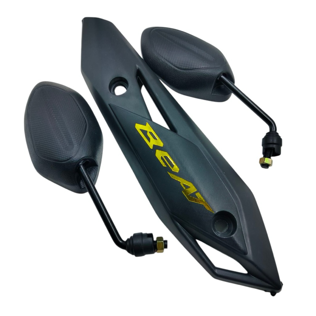 Tutup tameng knalpot beat fi eps 2017-2019+spion beat hitam standar ORI plus logo beat gold