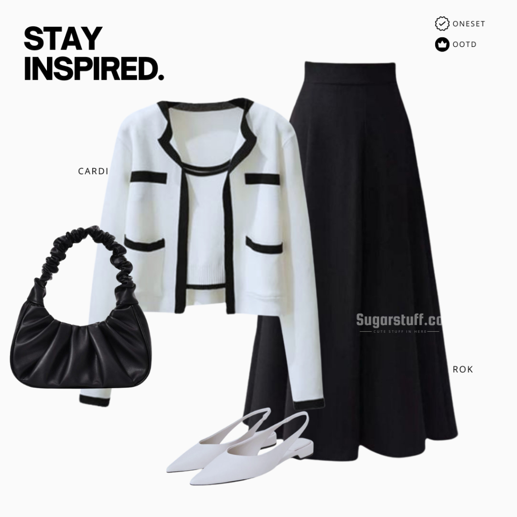 GD08 - Oneset Korean Look Remaja Anak Perempuan Outfit Kerja Nongkrong One Set Setelan Wanita OOTD K