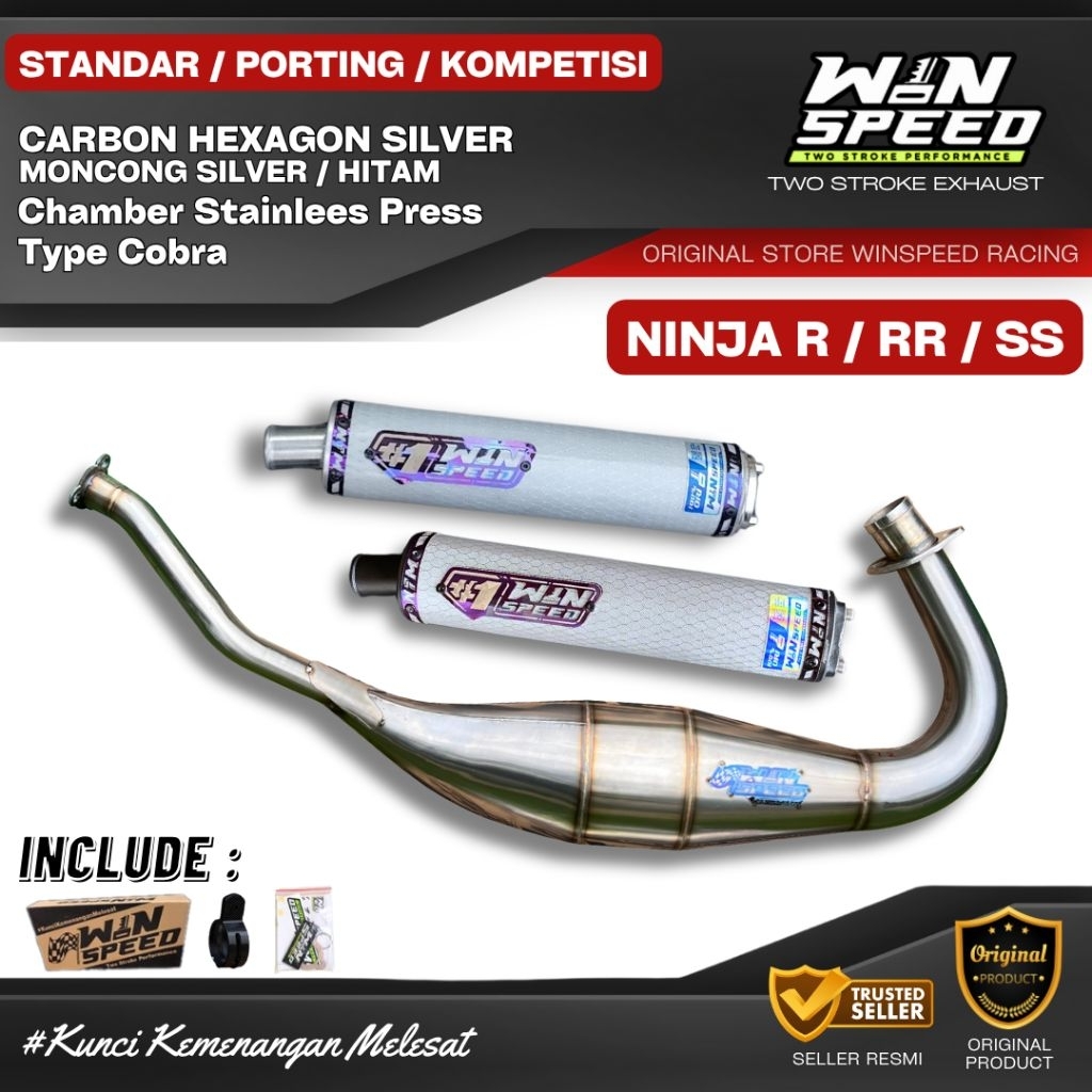 Knalpot Cobra Medium Ninja R/SS/RR Winspeed Fullset Chamber Stainless Press Silincer Carbon Hexagon 