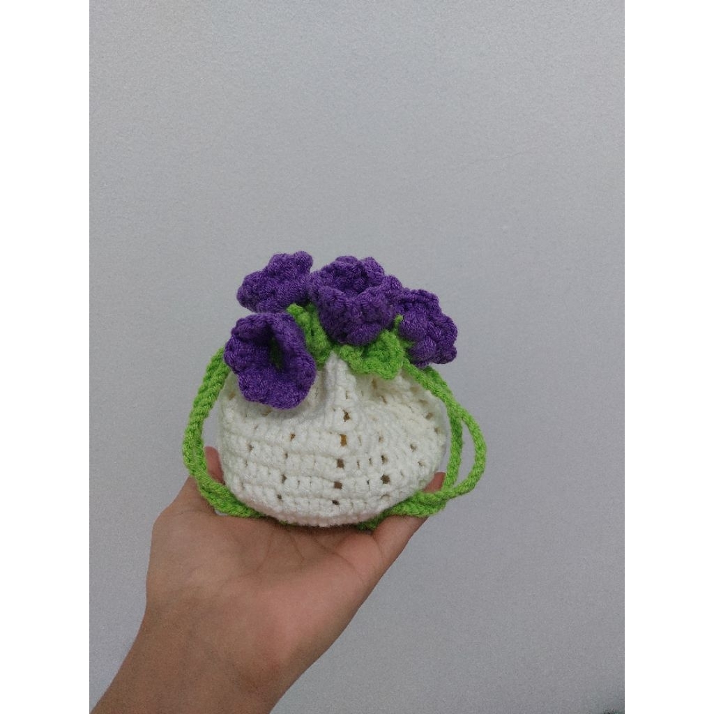 pouch rajut bunga/pouch bunga/pouch bouquet flower