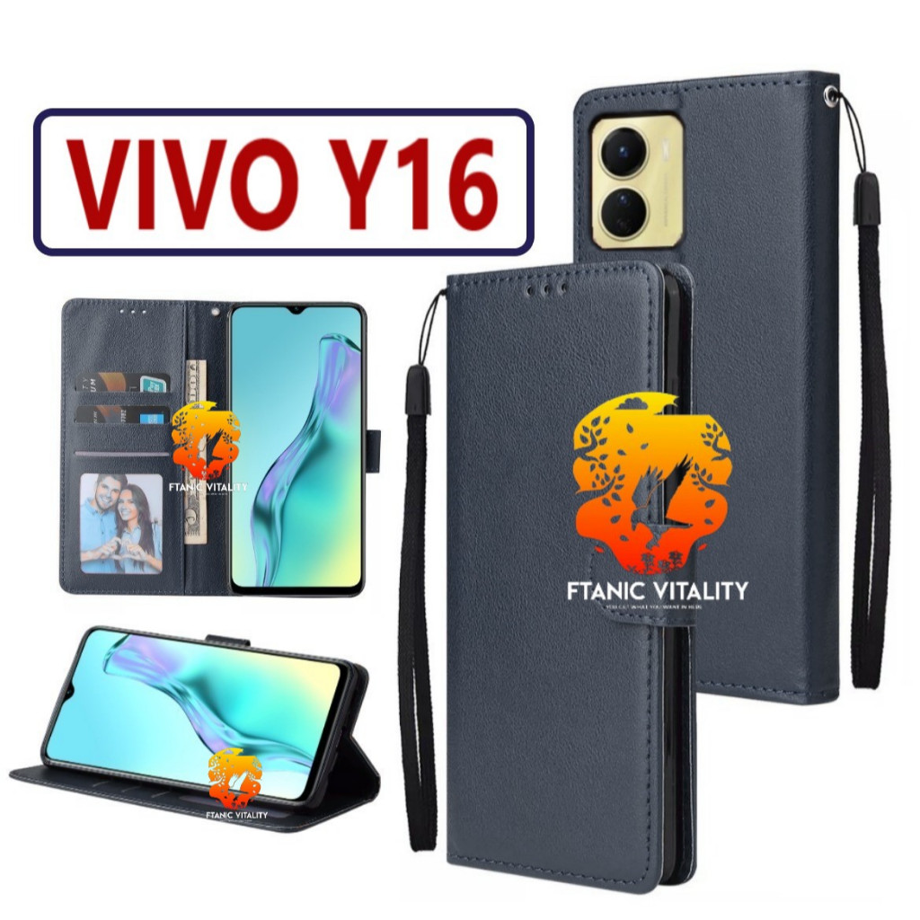 FLIP LEATHER CASING VIVO Y16 CASE KULIT FLIP WALLET LEATHER DOMPET KULIT PREMIUM SARUNG BUKA TUTUP K