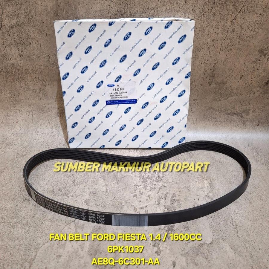 FAN BELT VAN BELT TALI KIPAS 6PK 1037 FORD FIESTA 1.4 1600CC AE8Q-6C301-AA