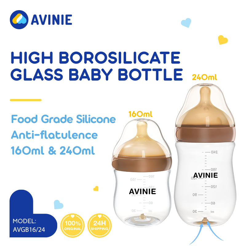 SALE AVINIE DOT BOTOL SUSU KACA ANTI KOLIK 160ML BPA FREE WIDE NECK