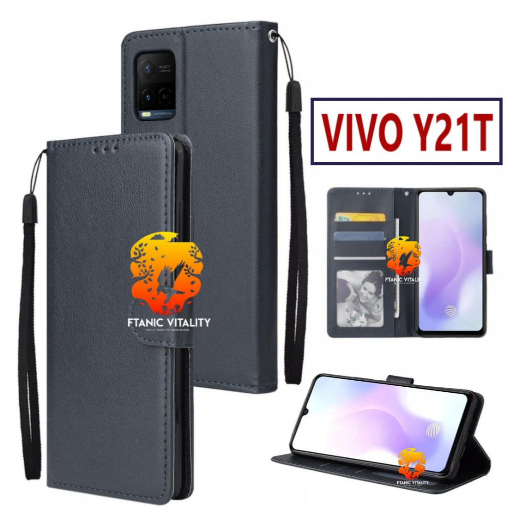FLIP LEATHER CASING VIVO Y21T CASE KULIT FLIP WALLET LEATHER DOMPET KULIT PREMIUM SARUNG BUKA TUTUP 