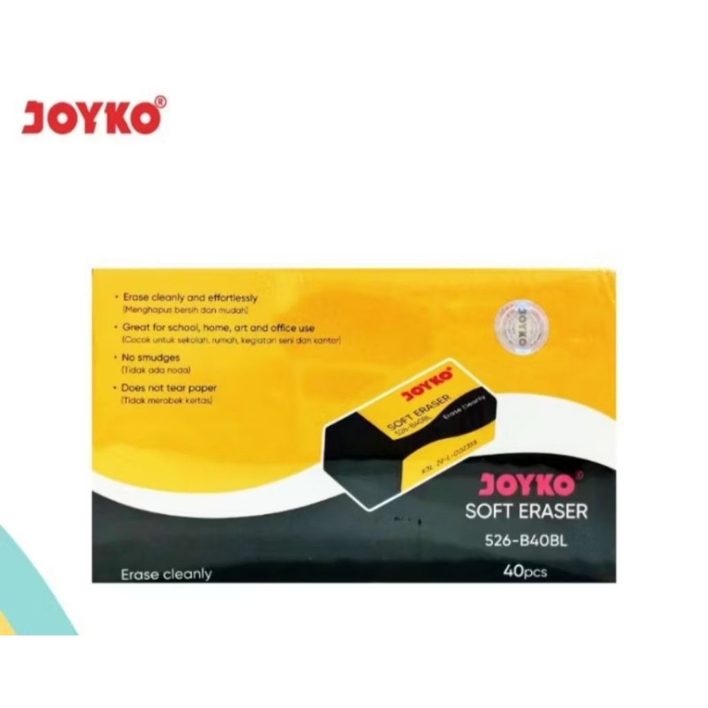 

(PACK=40PCS) PENGHAPUS / ERASER JOYKO HITAM & PUTIH UKURAN KECIL (MIN. ORDER 4 PACK)
