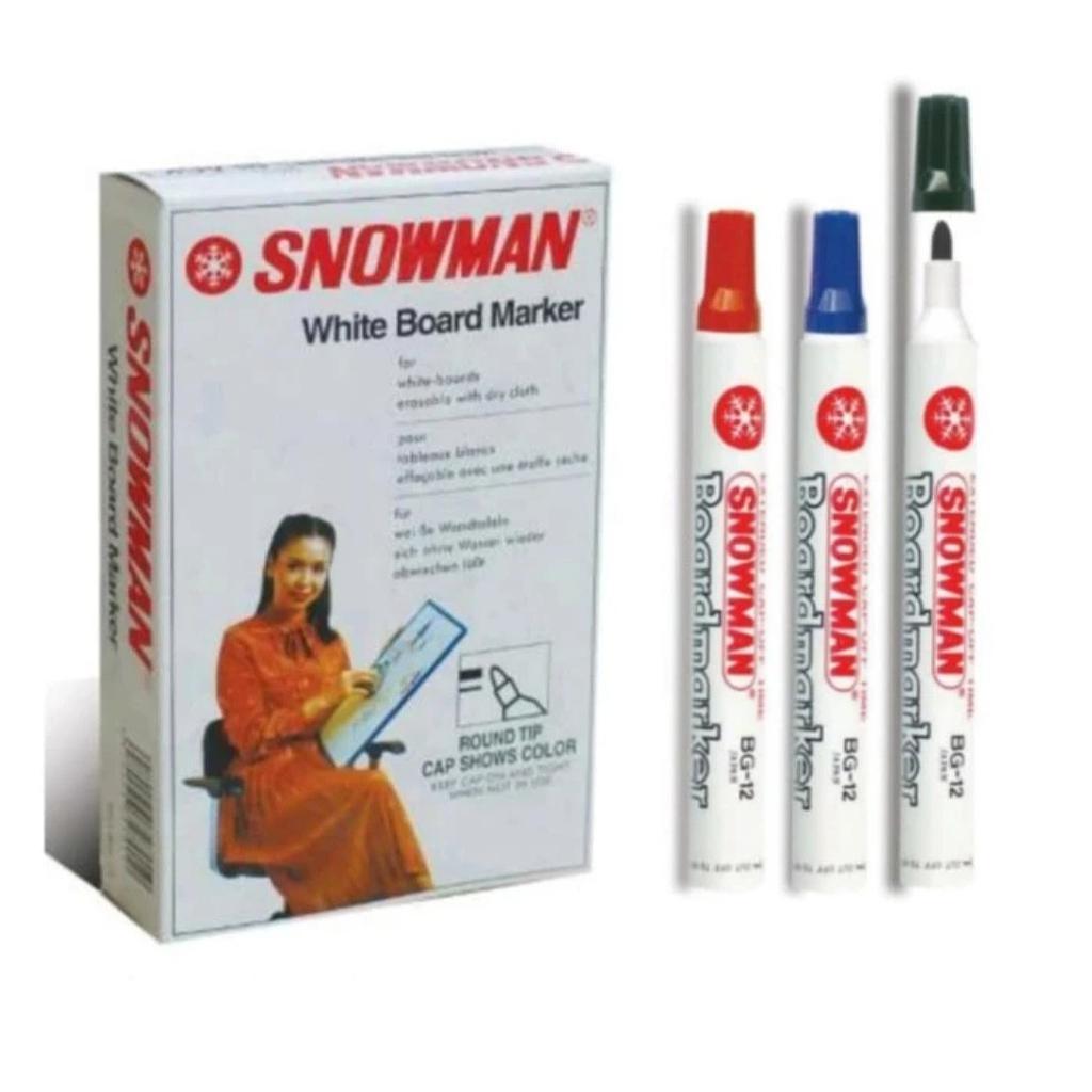 

Spidol Snowman Boardmarker BG-12 Warna Hitam, Merah, Biru