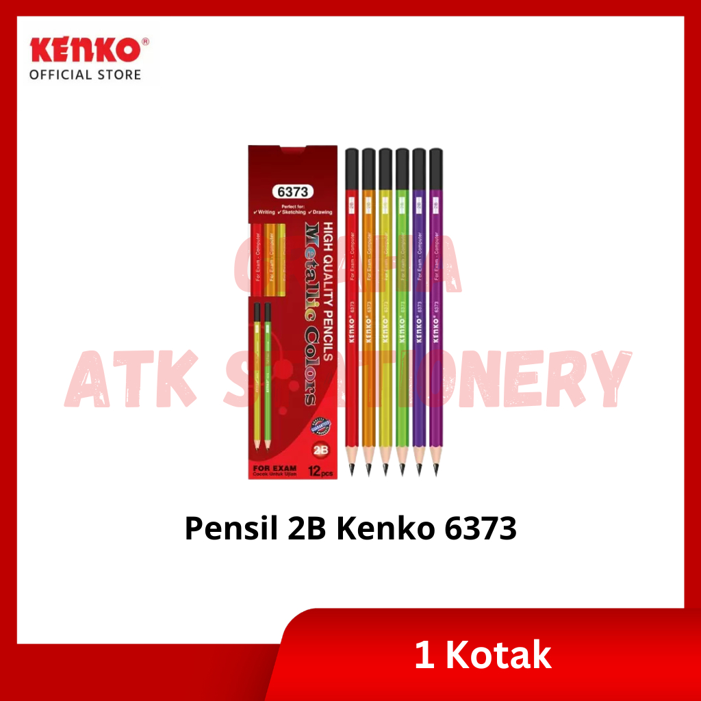 

[1 Kotak] Pensil Kayu 2B Kenko 6373 Metalik / Pencil / Pensil Ujian 2B Kenko 6373 Metallic