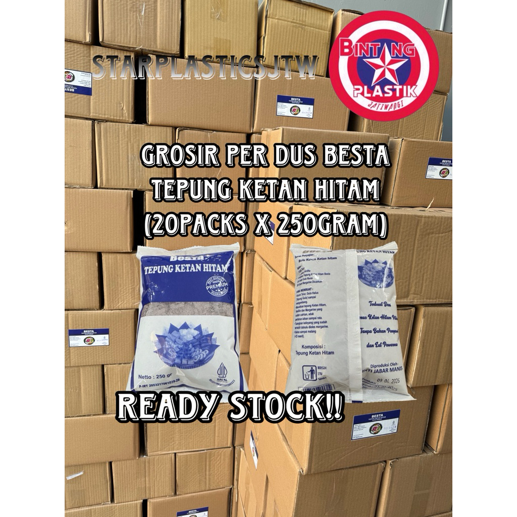 

[GROSIR 1 DUS] Tepung Ketan Hitam BESTA / Gula Halus / MEGA tepung premix kue instant (20packs x 250gram) BEST QUALITY!