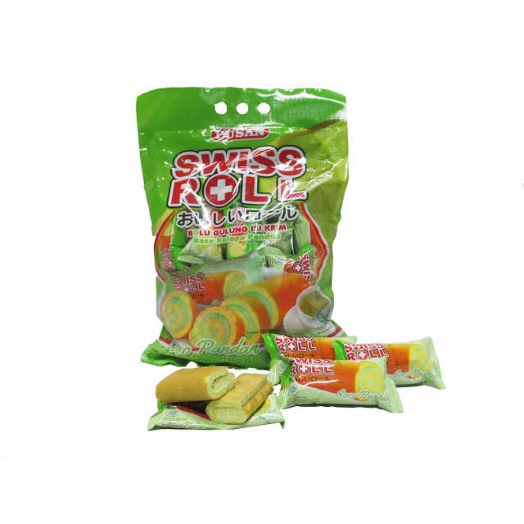 

Pusan Swiss Roll Bolu Gulung Krim Rasa Kelapa Pandan 360 gram